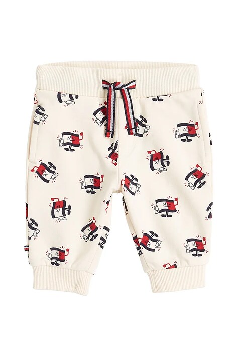 Дитячі спортивні штани Tommy Hilfiger колір бежевий візерунок KN0KN02027