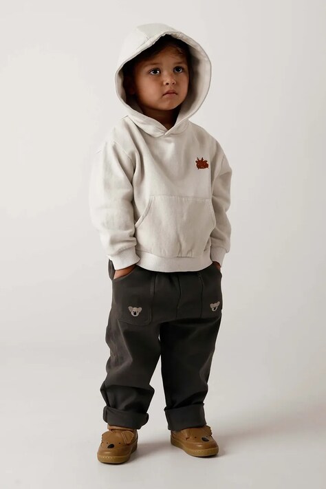 Дитячі бавовняні штанці Donsje Kassim Trousers Koala колір сірий однотонні 4096302