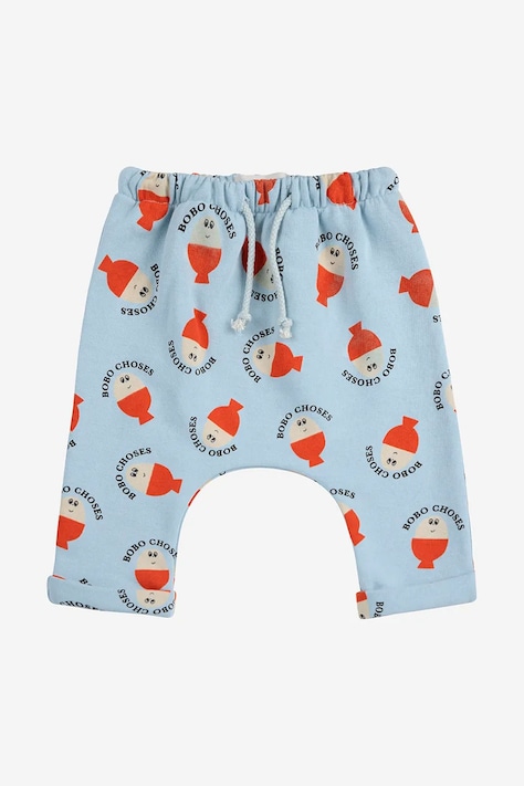Bobo Choses spodnie dresowe niemowlęce Morning Egg kolor niebieski wzorzyste 125AB059