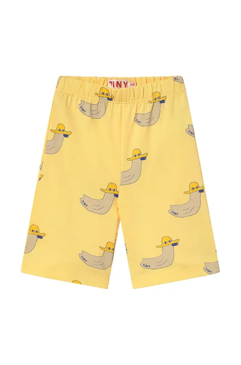 Detské bavlnené nohavičky Tinycottons DUCKS BABY PANT žltá farba, vzorované, SS25-014