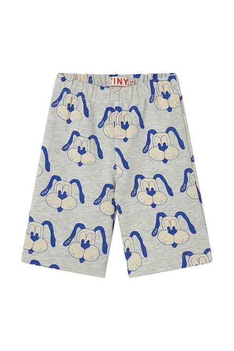 Штани для немовлят Tinycottons DOGS BABY PANT колір сірий з принтом SS25-468
