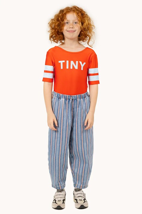 Dětské bavlněné kalhoty Tinycottons STRIPES MULTICOLOR PANT modrá barva, vzorované, SS25-238