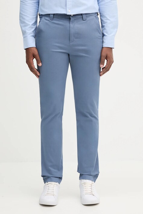 Nohavice Tommy Jeans zelená farba, priliehavé, DM0DM20282