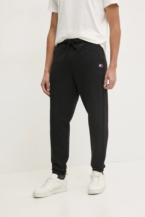 Bavlněné tepláky Tommy Jeans černá barva, DM0DM20276