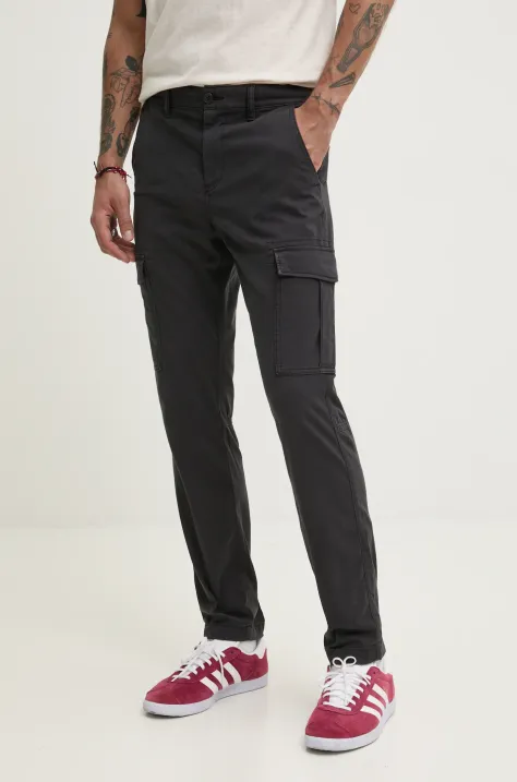 Tommy Jeans pantaloni barbati, culoarea negru, cu fason cargo, DM0DM20281