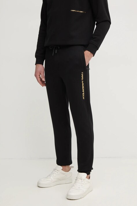 Karl Lagerfeld spodnie dresowe kolor czarny z nadrukiem 705464.551900