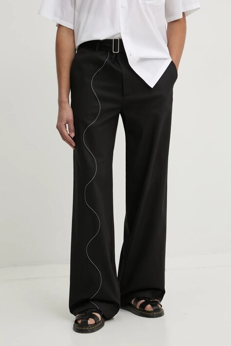 MSGM pantaloni barbati, culoarea negru, drept, 3840MP18X.257133