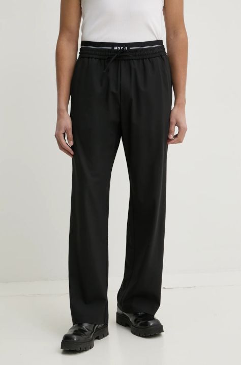 MSGM pantaloni de lana culoarea negru, drept, 3840MP14.257127