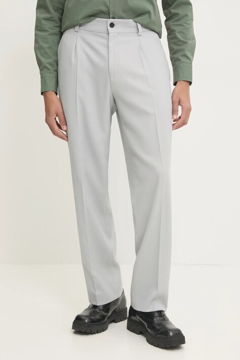 HUGO pantaloni barbati, culoarea gri, drept, 50538671