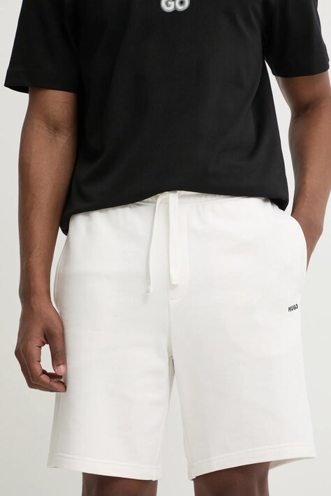 HUGO pantaloni scurti din bumbac culoarea alb, 50530696