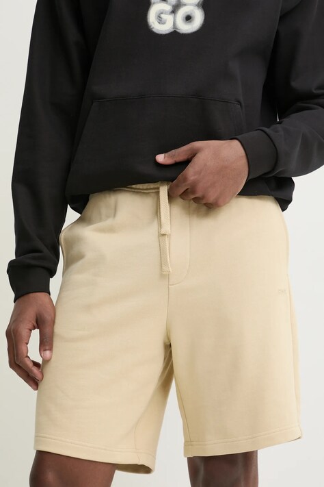 HUGO pantaloni scurti din bumbac culoarea bej, 50530696