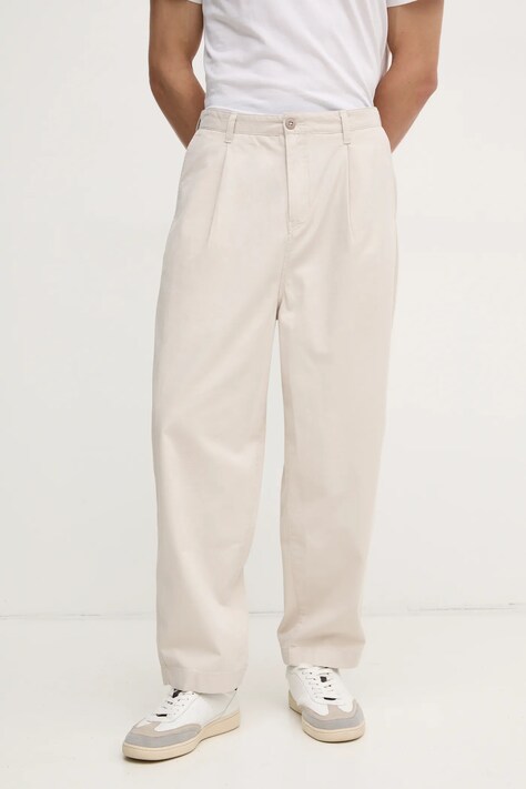 Kalhoty Calvin Klein Jeans pánské, béžová barva, ve střihu chinos, J30J326733