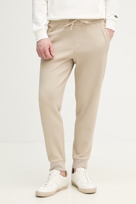 BOSS teplákové nohavice pánske s bavlnou béžové regular waist 50532772