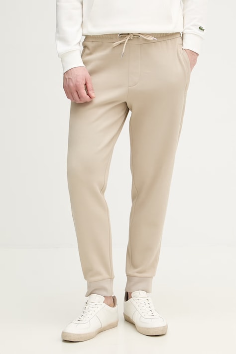 BOSS teplákové nohavice pánske s bavlnou béžové regular waist 50532772
