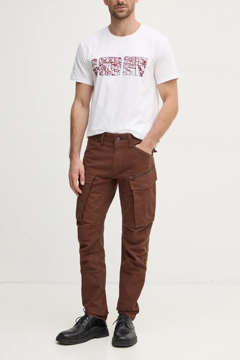 G-Star pantaloni de bumbac culoarea maro, cu fason cargo, D02190-D752