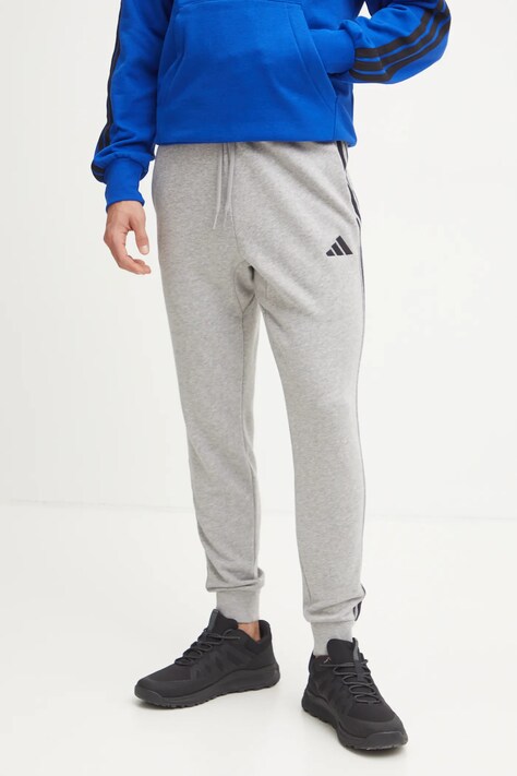 Tepláky adidas Essentials šedá barva, melanžové, JE6346