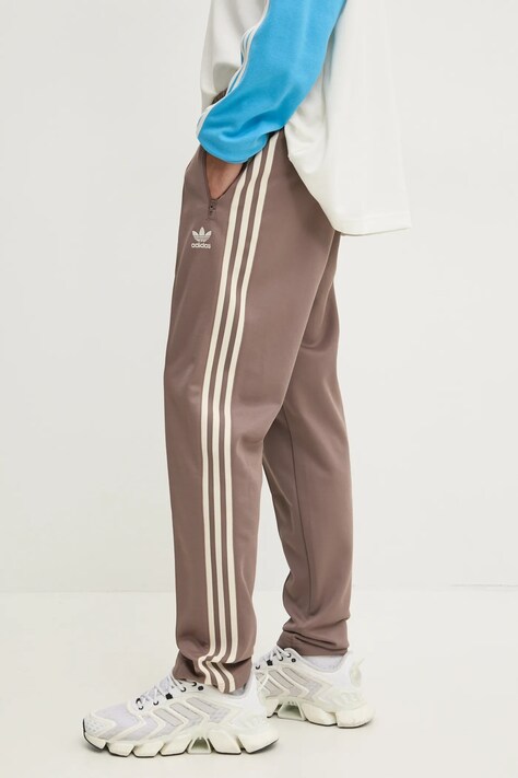 Tepláky adidas Originals CLASSIC TP hnědá barva, vzorované, JP2525