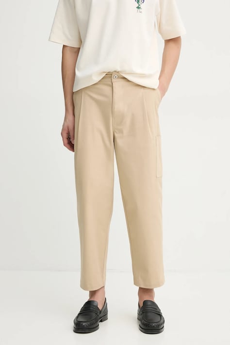 Drôle de Monsieur pantaloni Le Pantalon Cropped Twill bărbați, culoarea bej, drept, F-BP155-CO206-BG