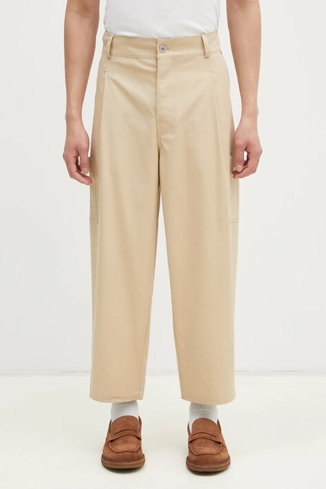 Drôle de Monsieur spodnie Le Pantalon Cropped Twill męskie kolor beżowy proste F-BP155-CO206-BG