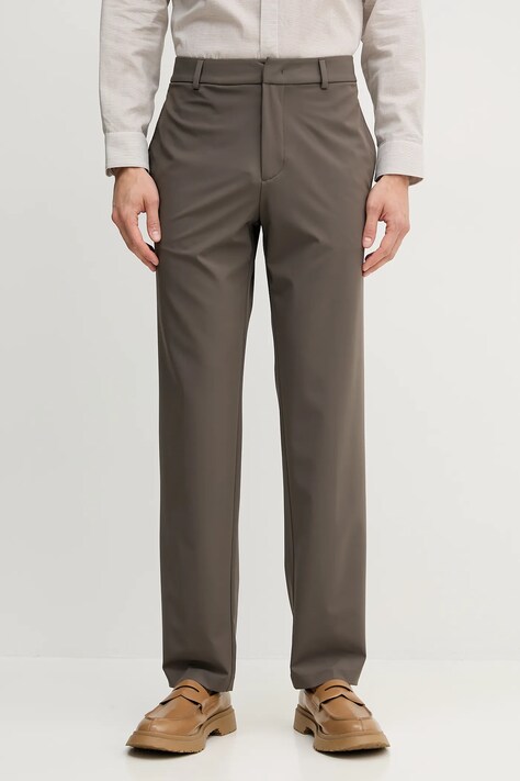 Emporio Armani pantaloni bărbați, culoarea maro, drept, EM001505 AF10047