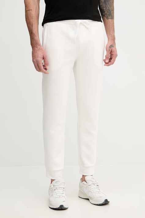Armani Exchange spodnie dresowe męskie z bawełną beżowe regular waist