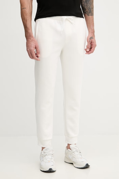 Armani Exchange spodnie dresowe męskie z bawełną beżowe regular waist