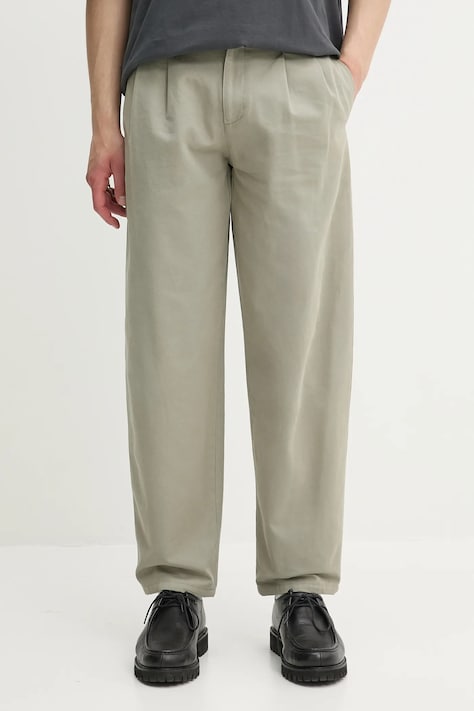 Bavlnené nohavice A.P.C. pantalon willow zelená farba, rovný strih, COGBJ.F08486
