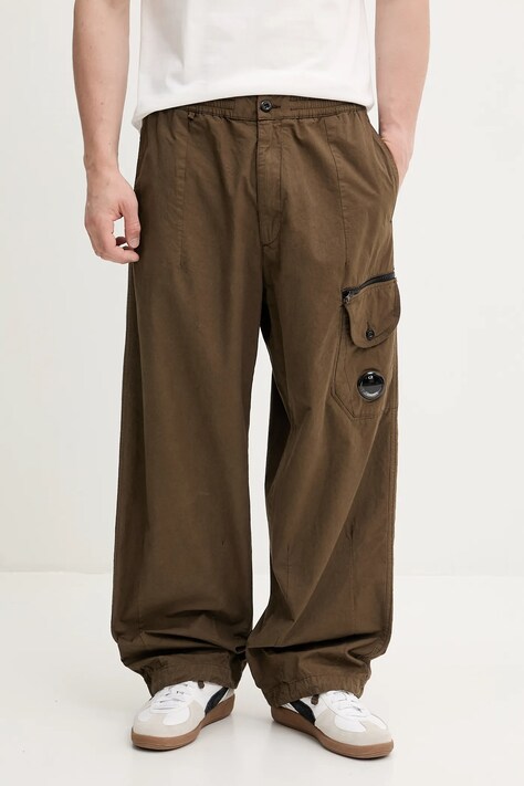 C.P. Company pantaloni de bumbac bărbați, culoarea verde, drept, 18CMPA094A006475G