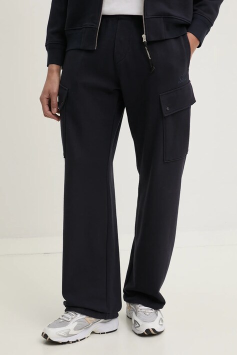 C.P. Company spodnie dresowe bawełniane kolor granatowy gładkie 18CMSP045A005086W