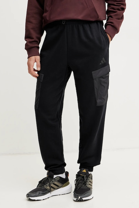 Tepláky adidas City Escape pánske, čierna farba, jednofarebné, JF3308