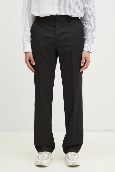 MM6 Maison Margiela pantaloni barbati, culoarea negru, drept, SH0KA0035