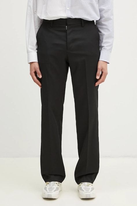 MM6 Maison Margiela pantaloni barbati, culoarea negru, drept, SH0KA0035