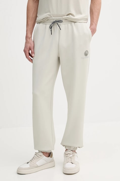 PLEIN SPORT pantaloni de trening culoarea bej, uni, SAEC MJT2477 STE003N