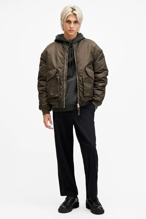 AllSaints pantaloni de bumbac WARDEN culoarea negru, drept, M022TB