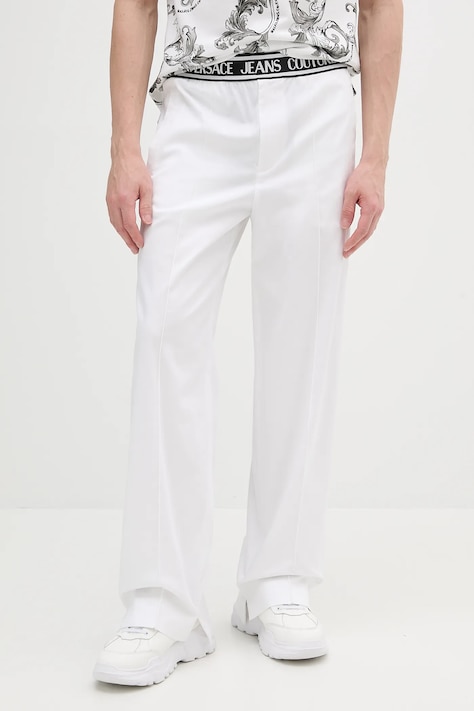 Nohavice Versace Jeans Couture biela farba, rovný strih, 78GAA113 N0311