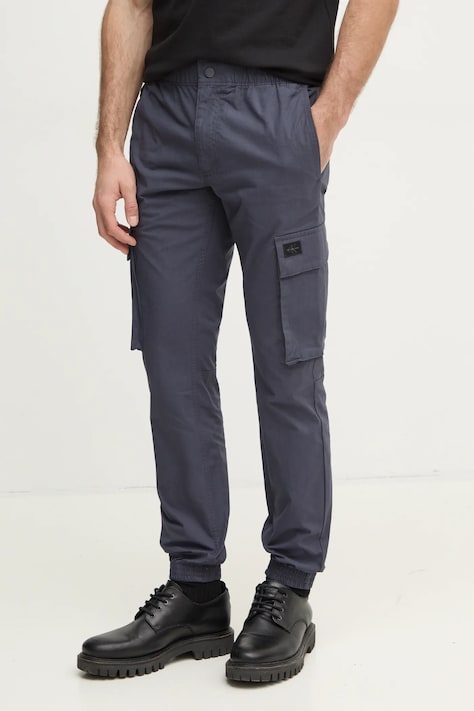 Kalhoty Calvin Klein Jeans pánské, tmavomodrá barva, přiléhavé, J30J327614