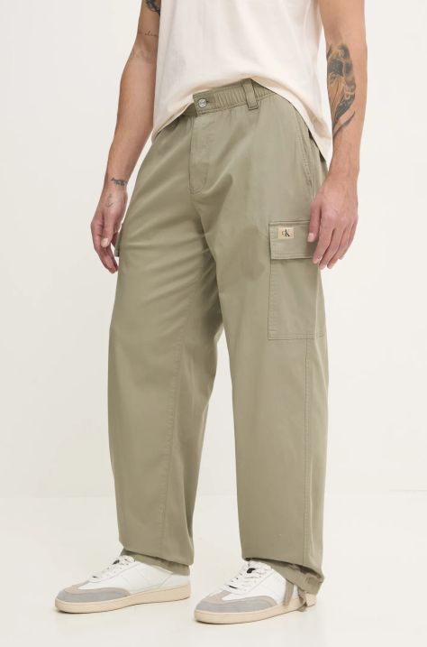 Calvin Klein Jeans pantaloni barbati, culoarea verde, drept