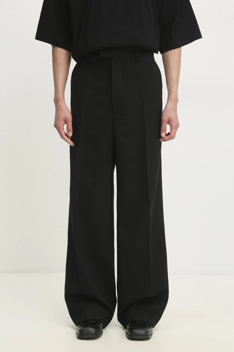 VETEMENTS pantaloni de lana Tailored culoarea negru, drept, UA66PA400B