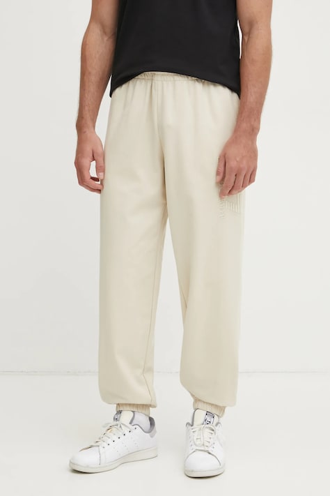 EA7 Emporio Armani pantaloni de trening barbati, culoarea bej, cu imprimeu, AF13512.7M000233