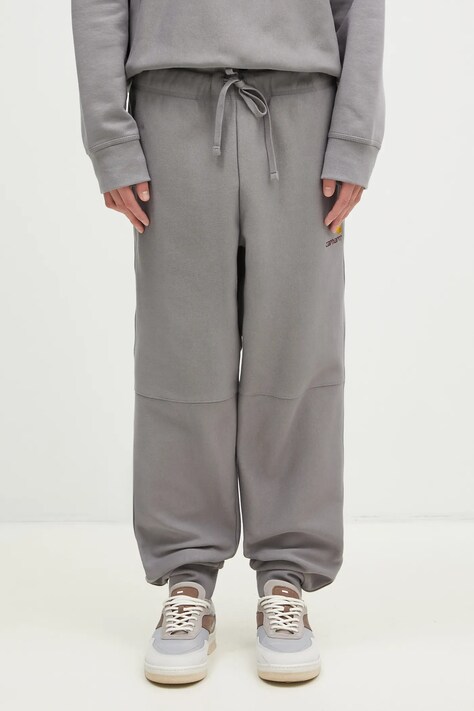 Спортивные штаны Carhartt WIP American Script Jogging Pant цвет серый с аппликацией I027042.2LRXX