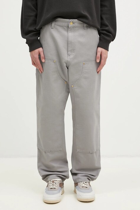 Бавовняні штани Carhartt WIP Double Knee Pant колір сірий прямі I031501.2LR02