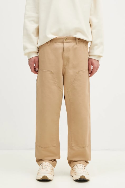 Carhartt WIP pantaloni in cotone Double Knee Pant colore marrone I031501.700