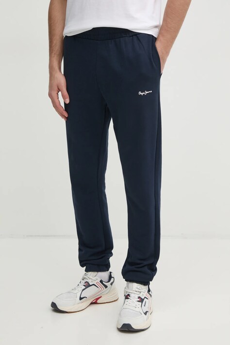 Pepe Jeans spodnie dresowe bawełniane DUKE JOGGER męskie kolor granatowy gładkie PM211865