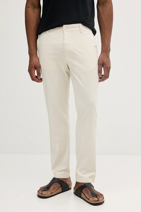 Pepe Jeans pantaloni SLIM CHINO POPLIN bărbați, culoarea bej, drept, PM211873