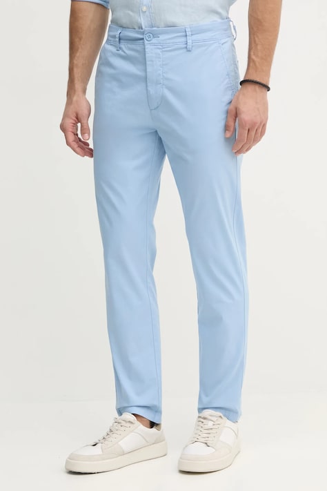 Kalhoty Pepe Jeans SLIM CHINO POPLIN pánské, modrá barva, jednoduché, PM211873