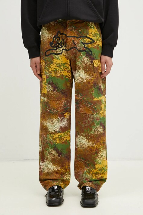Bavlněné kalhoty ICECREAM Running Dog Cargo Pant zelená barva, jednoduché, IC24430