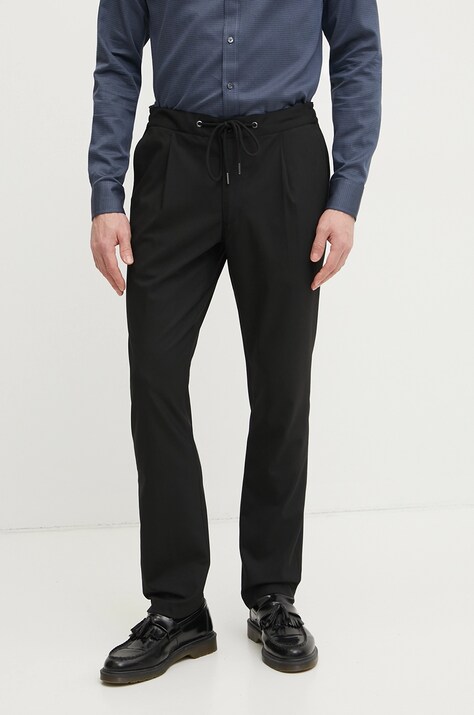 Michael Kors pantaloni barbati, culoarea negru, cu fason chinos, CF4303TENP