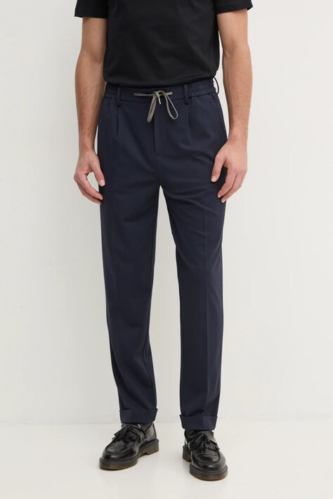 Liu Jo pantaloni barbati, culoarea albastru marin, cu fason chinos, QA5080 J4776