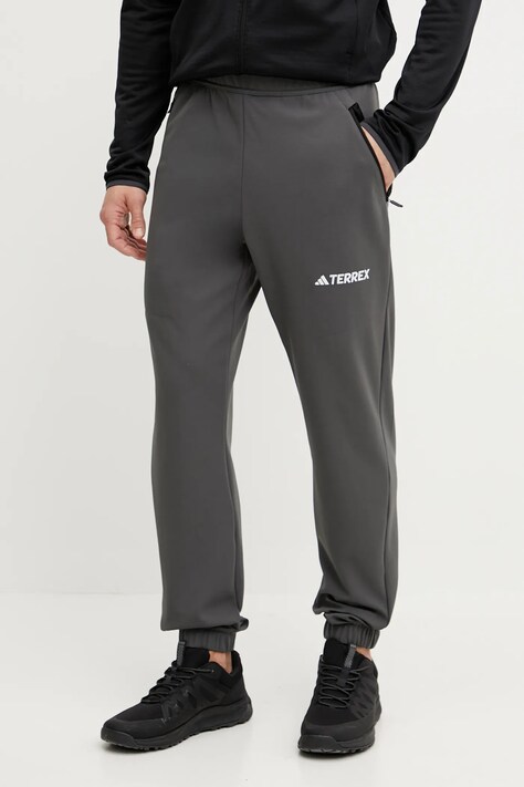 Sportovní kalhoty adidas TERREX Multi pánské, šedá barva, hladké, JF3712