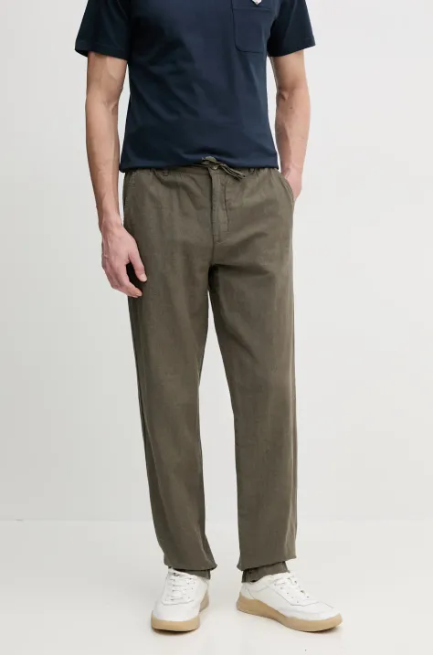 Lindbergh pantaloni in lino uomo colore verde 30-008023